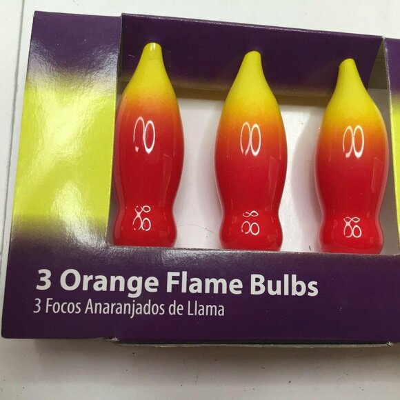 Orange Flame Tipped Bulbs Decoration Electric Candle Lamp 120v Set 6 Lightbulbs - Picture 2 of 3
